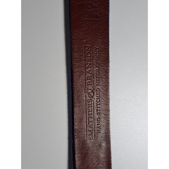 Smathers & Branson Cubs Hand-Stitched Needlepoint Leather Belt Blue Size 44 Men - Picture 5 of 13